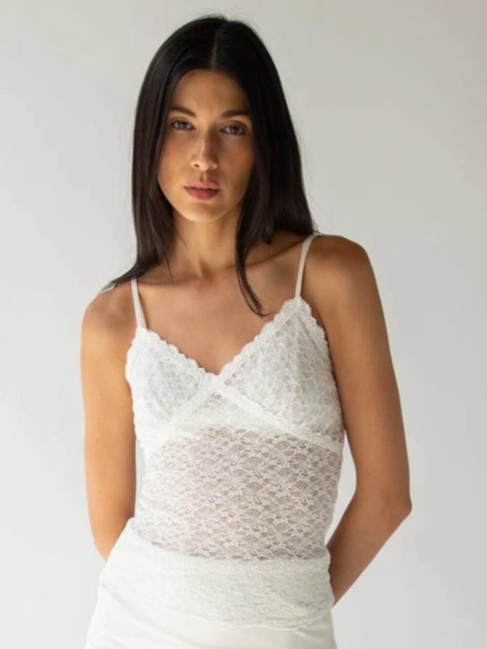 OAK + FORT White Lace Cami Tank Top